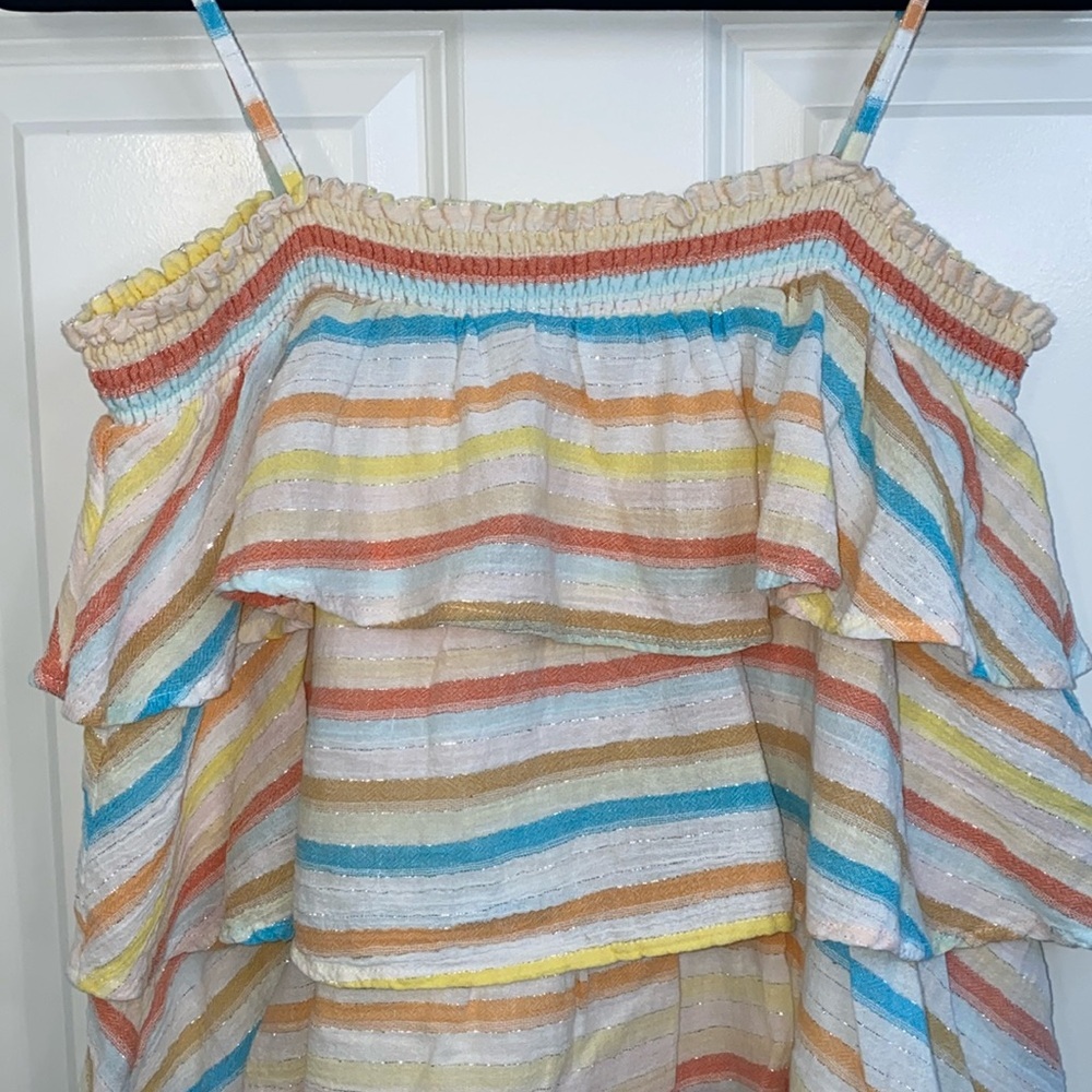Lovers + Friends Womens Mini “Liv Dress” Layered Ruffles, Spring Rainbow, Large - Picture 7 of 10